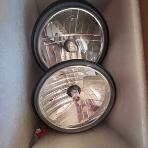 4.5” Round LED Fog Lights Off-Road Driving Lamps Pair w/ H3 Bulbs Black Housing